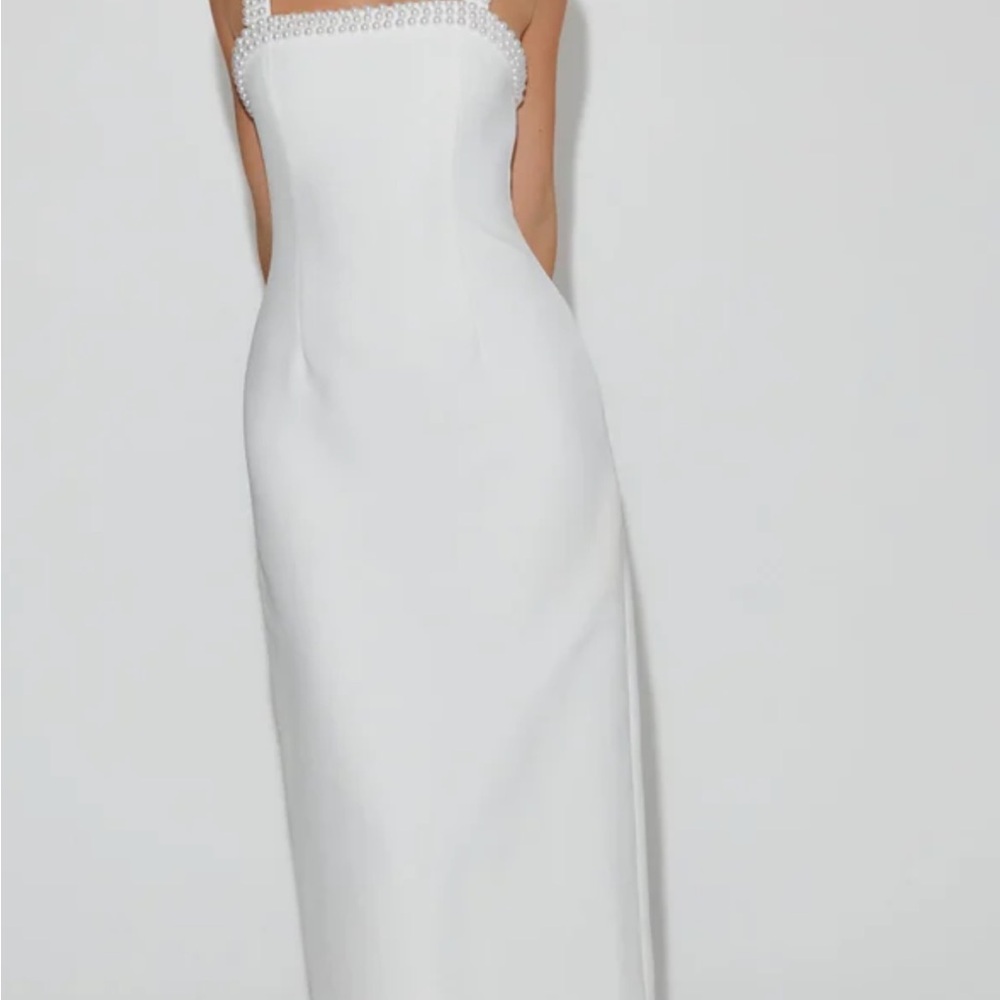 NWT Odd Muse London The Ultimate Muse Pearl Trim Midi Dress White Size XS - Picture 2 of 16